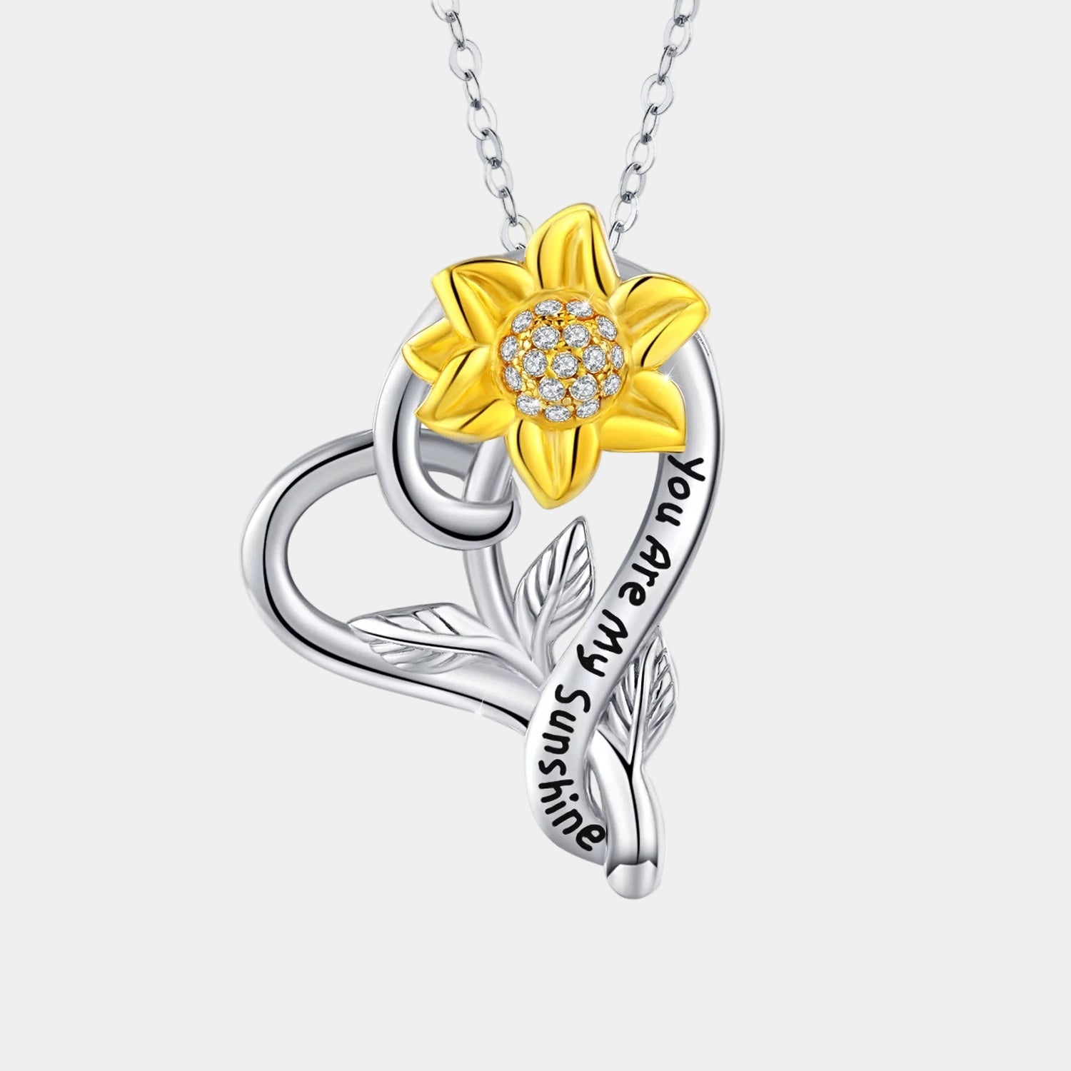 You Are My Sunshine Sunflower Necklace 925 Sterling Silver Heart Pendant Necklaces Birthday Gifts Jewelry for Women Mom Daughter Wife