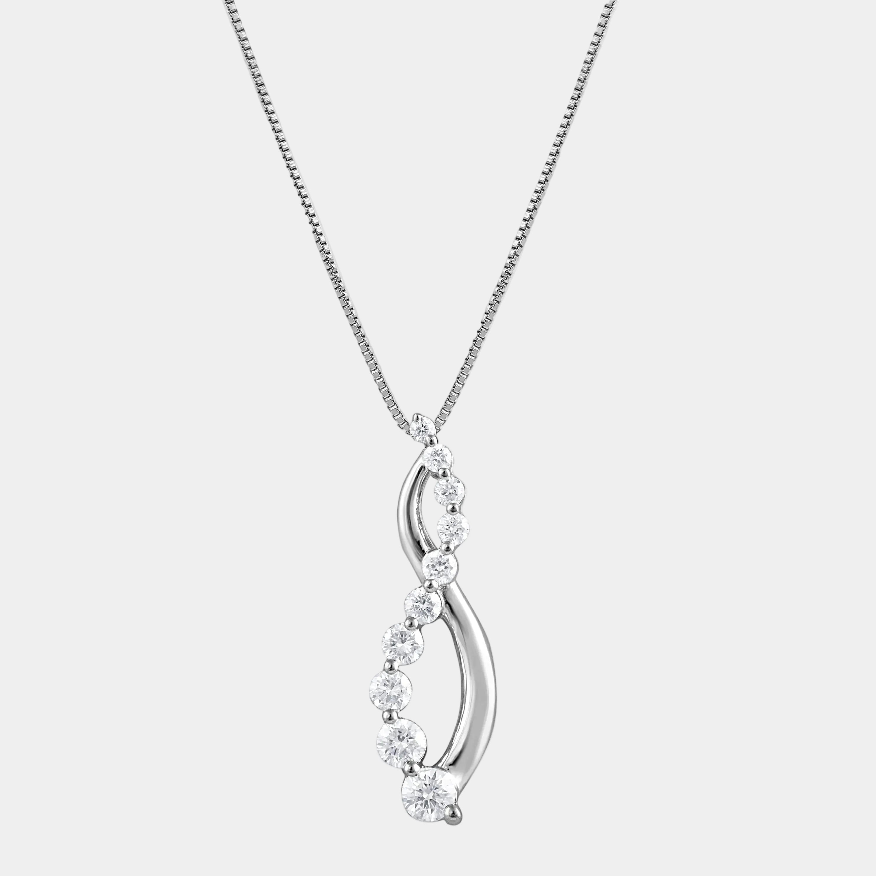 1/4 Ct Lab Grown Diamond Journey Pendant Necklace in Silver for Women (H-I, SI-I1) 18"