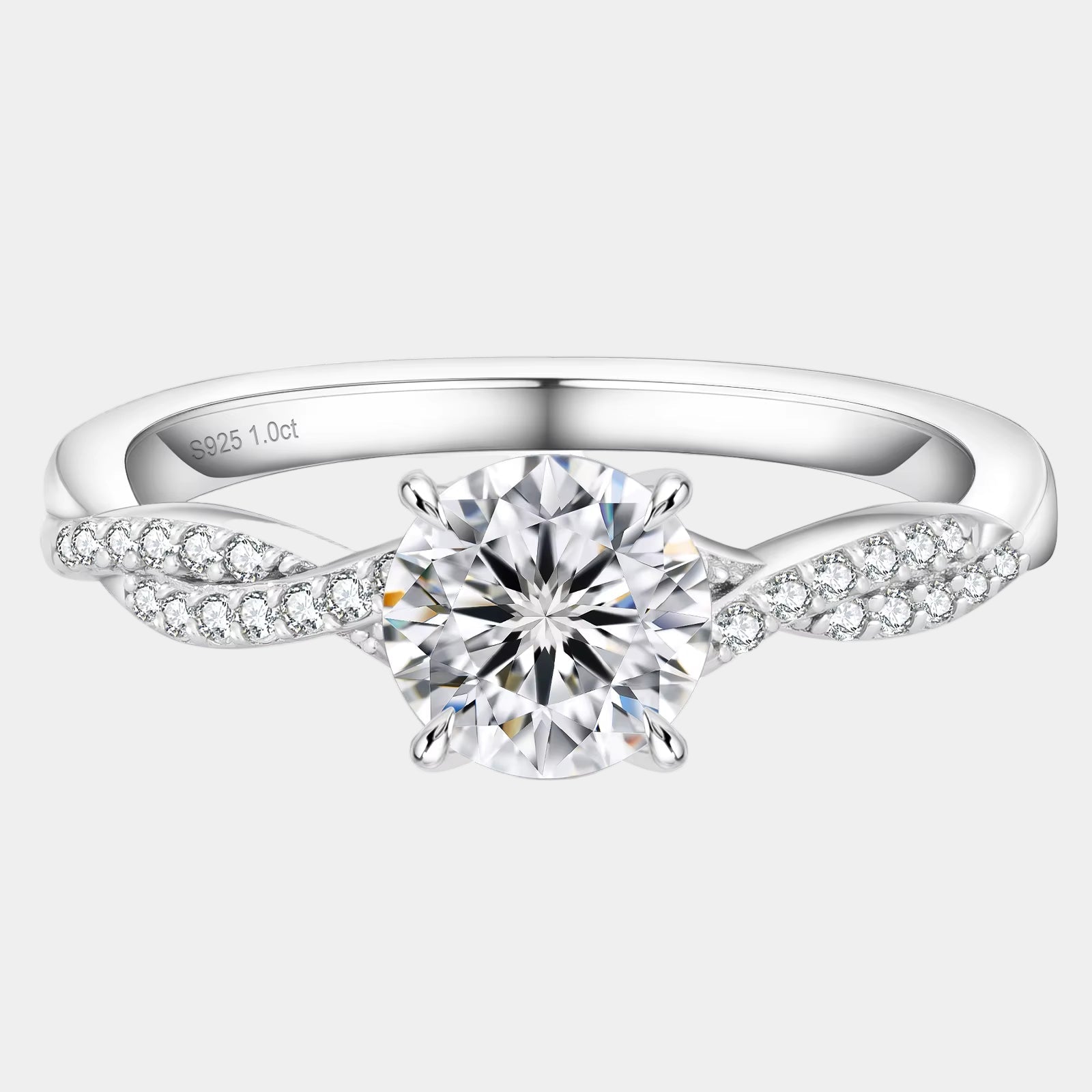 Wedding Moissanite 925 Sterling Silver 4 Prong Petite Twisted Vine 1.0 CT GRA VVS Diamond Engagement Women Promise Bridal Ring