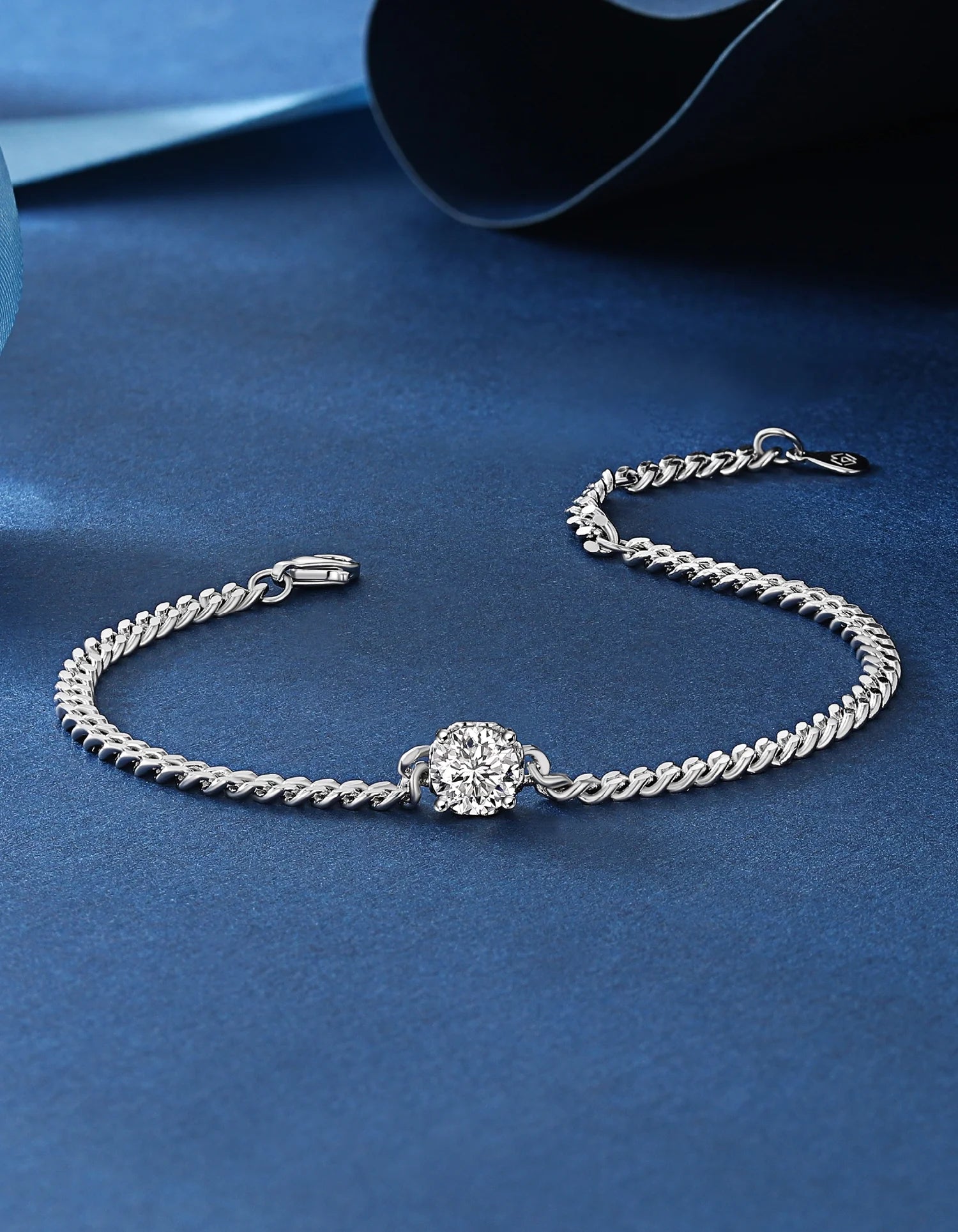 Diamond Bracelet for Women, 1Carat Moissanite Bracelets 925 Sterling Silver Cuban Link Bracelet Birthday Gift for Her