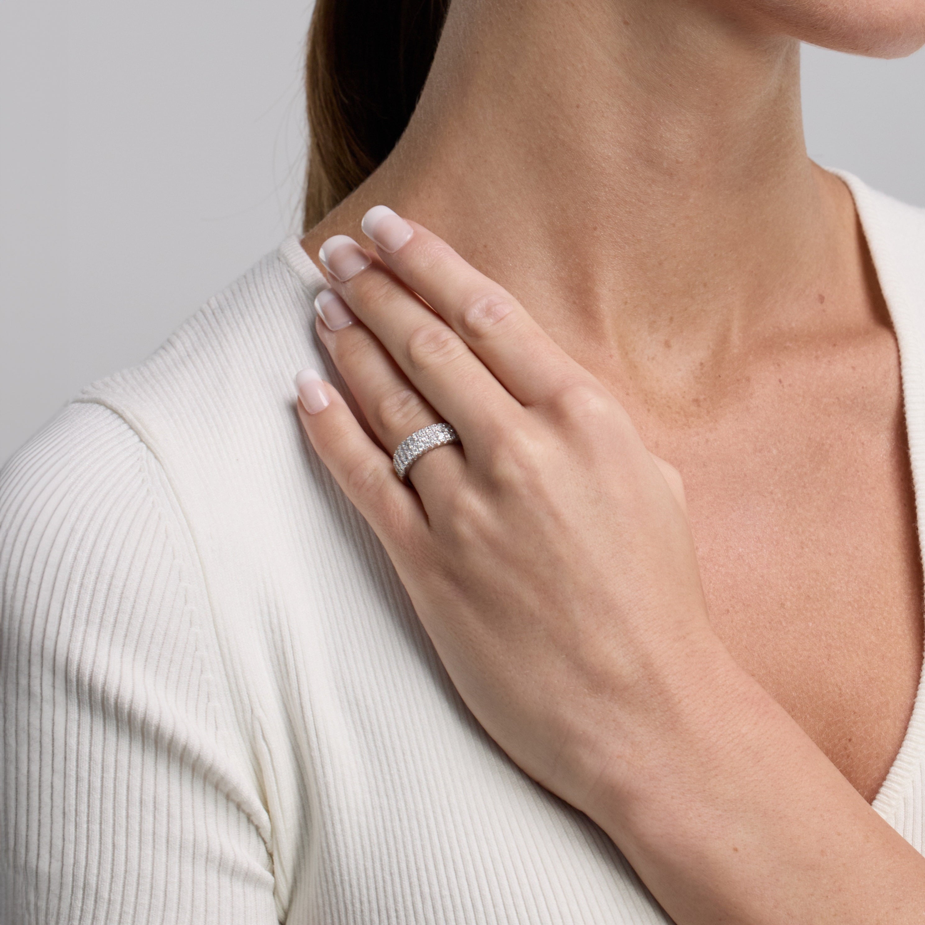 1 Ct round Lab Grown Diamond Cluster Engagement Ring in Sterling Silver (H-I, SI-I1)