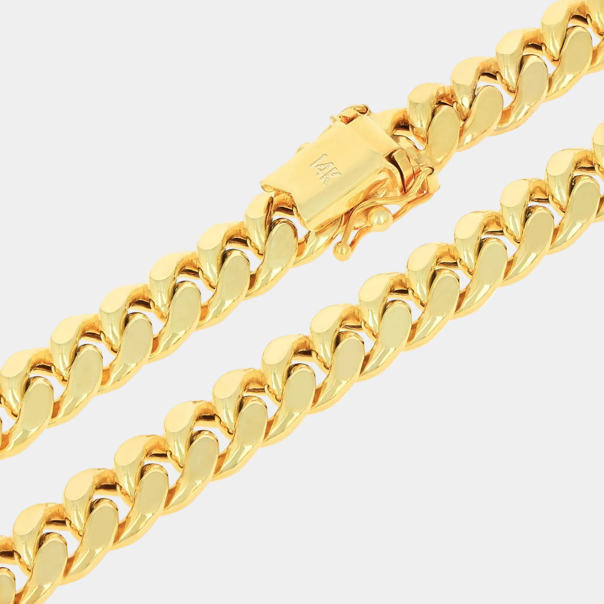 14K Real Yellow Gold Miami Cuban Link 7.5Mm Chain Necklace (16"-30") Italian Jewelry for Men & Women