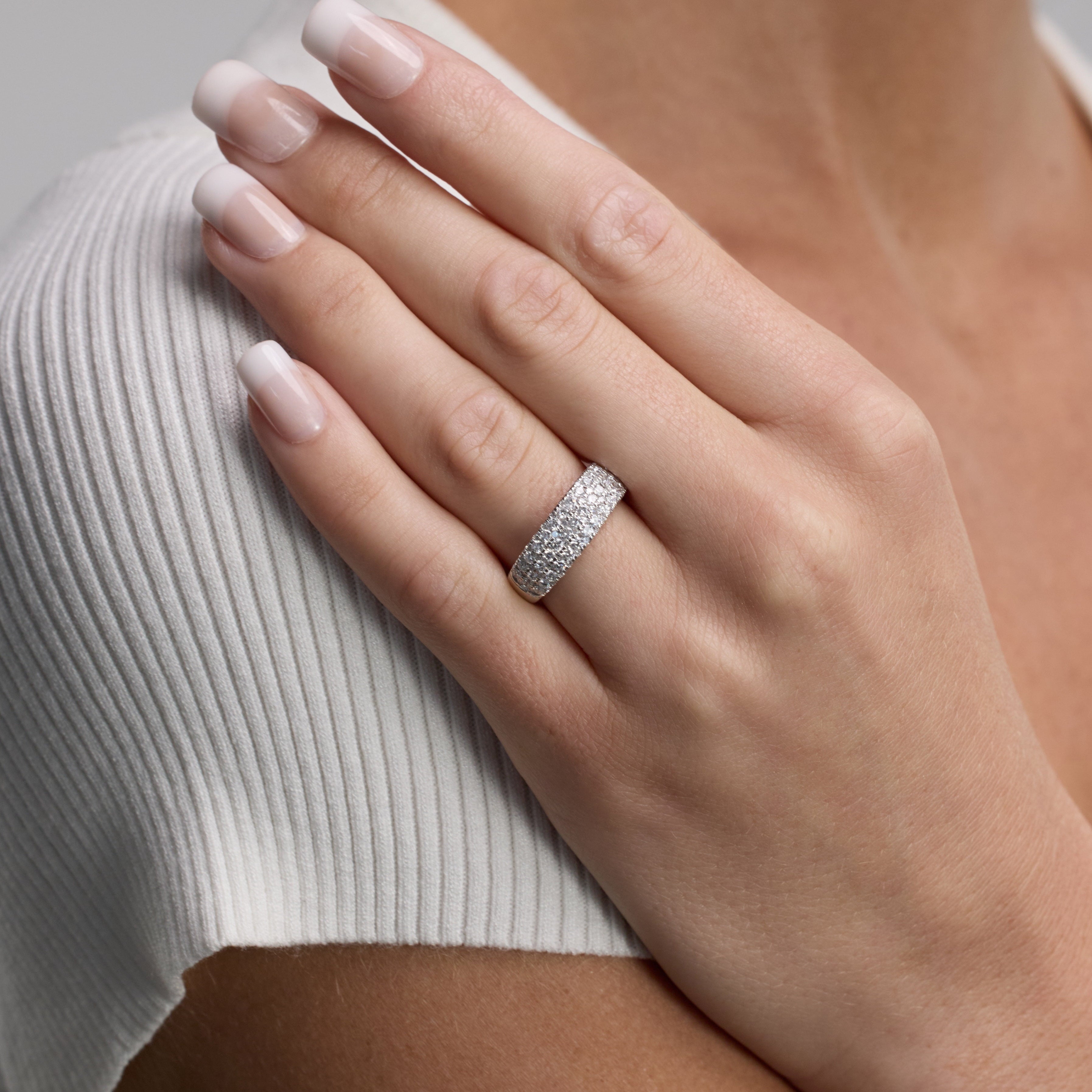 1 Ct round Lab Grown Diamond Cluster Engagement Ring in Sterling Silver (H-I, SI-I1)