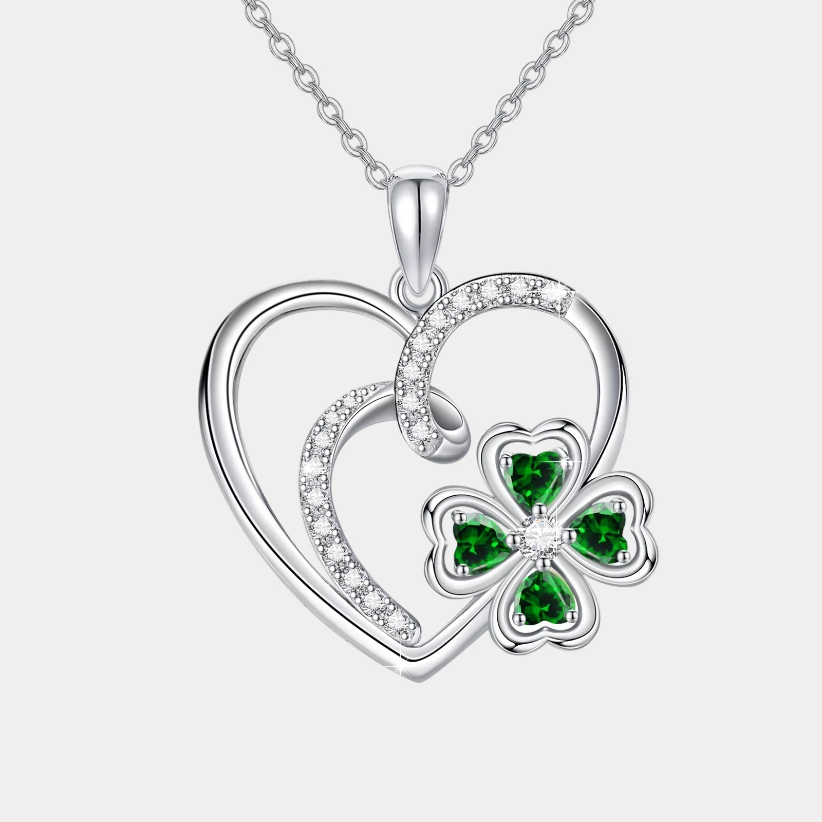 Heart Necklace for Women 925 Sterling Silver 4 Leaf Clover Pendant Necklaces for Daughter Mom Jewelry Mother’S Day Gift