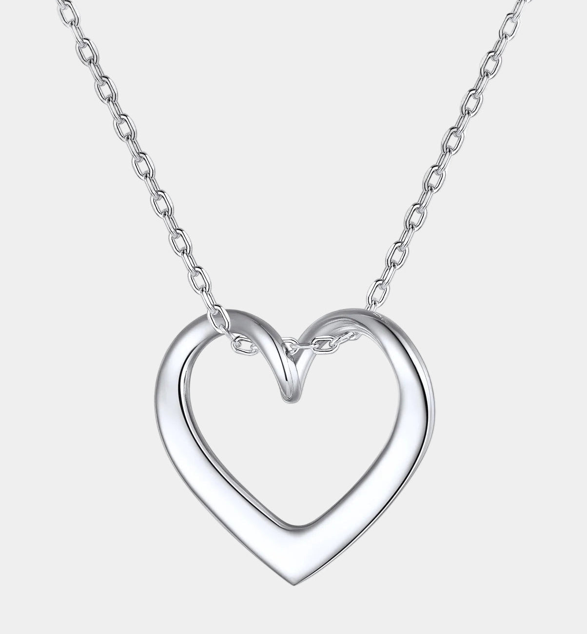 925 Sterling Silver Heart Necklace for Women Love Pendant Necklaces Hypoallergenic Simple Jewelry for Wife Mom Daughter - Silver
