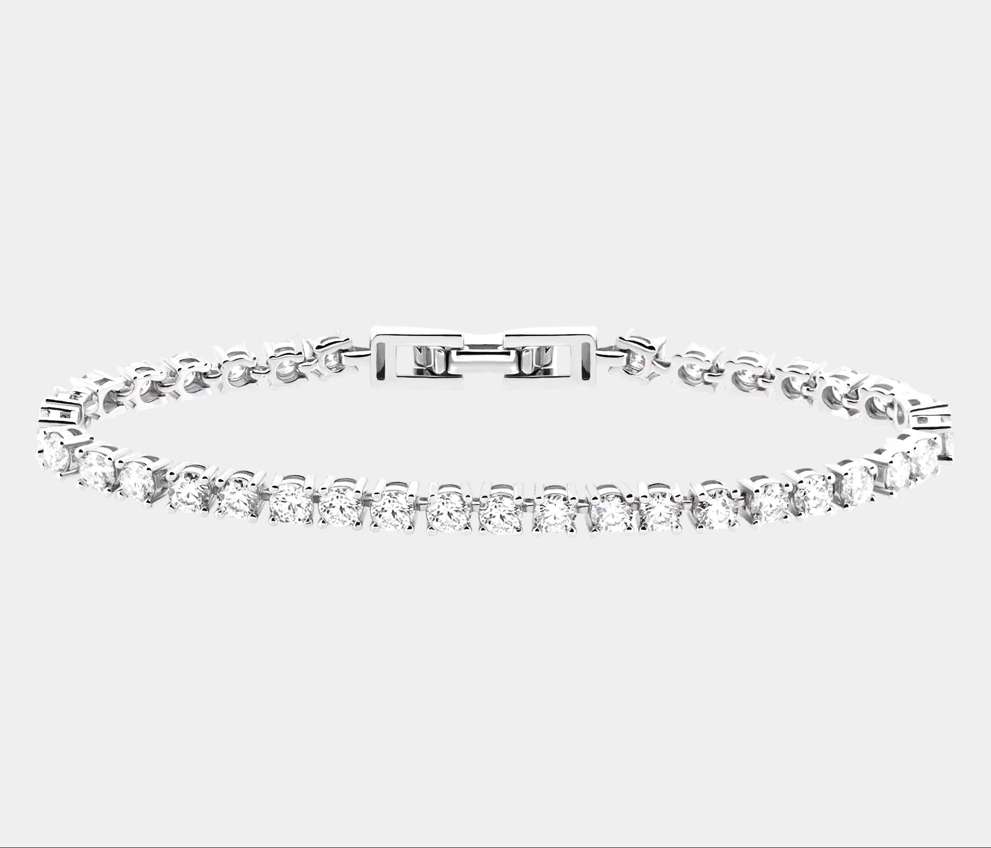 4.3Ct 3.0Mmx43Pcs D Color round Cut White Gold Plated 925 Silver Moissanite Tennis Bracelet Woman Girlfriend Gift