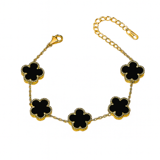 Stainless Steel Five Leaf Flower Bracelet