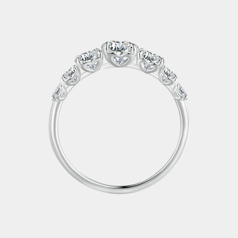 Silver ring with gemstones on a white background, featuring the Bamoer brand.