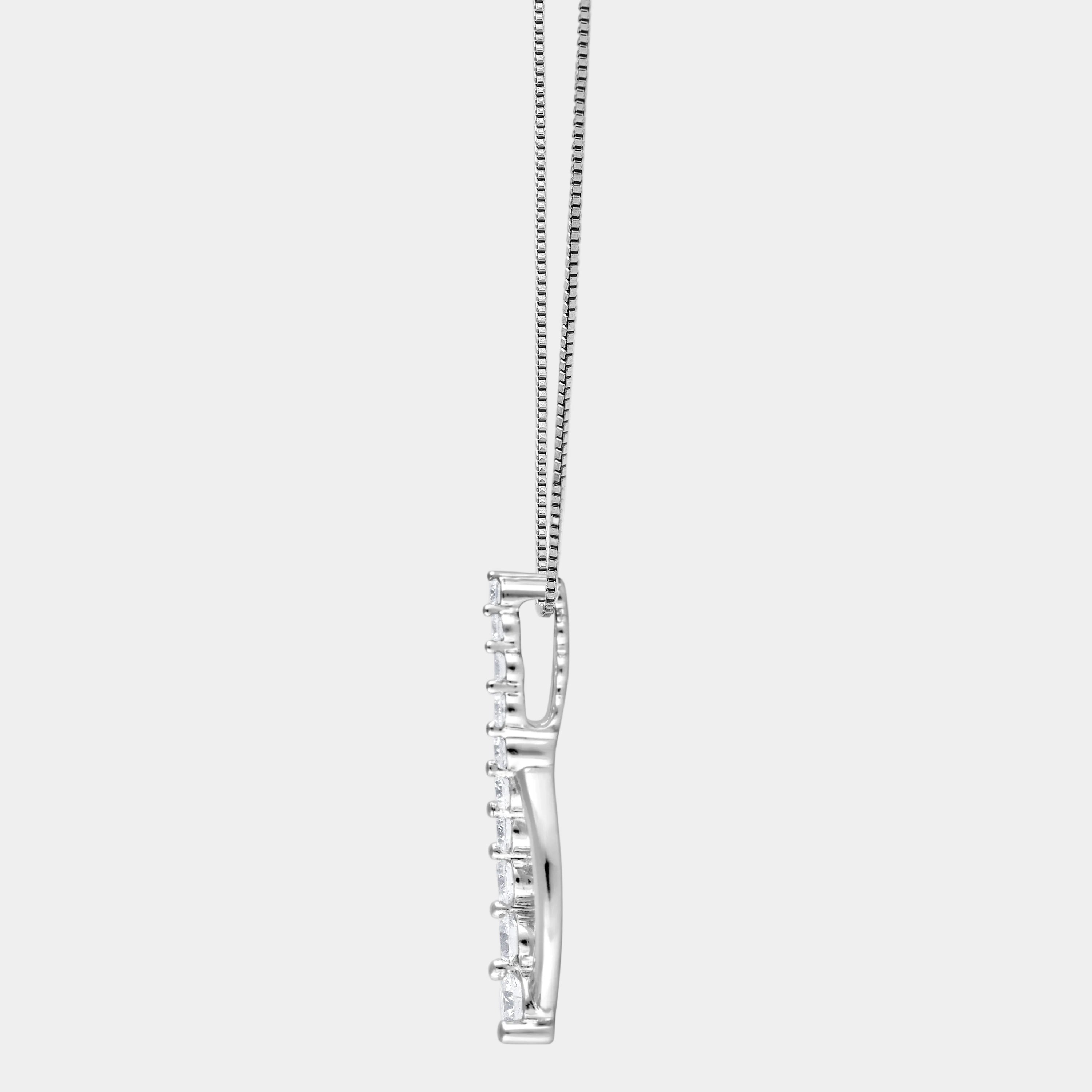 1/4 Ct Lab Grown Diamond Journey Pendant Necklace in Silver for Women (H-I, SI-I1) 18"