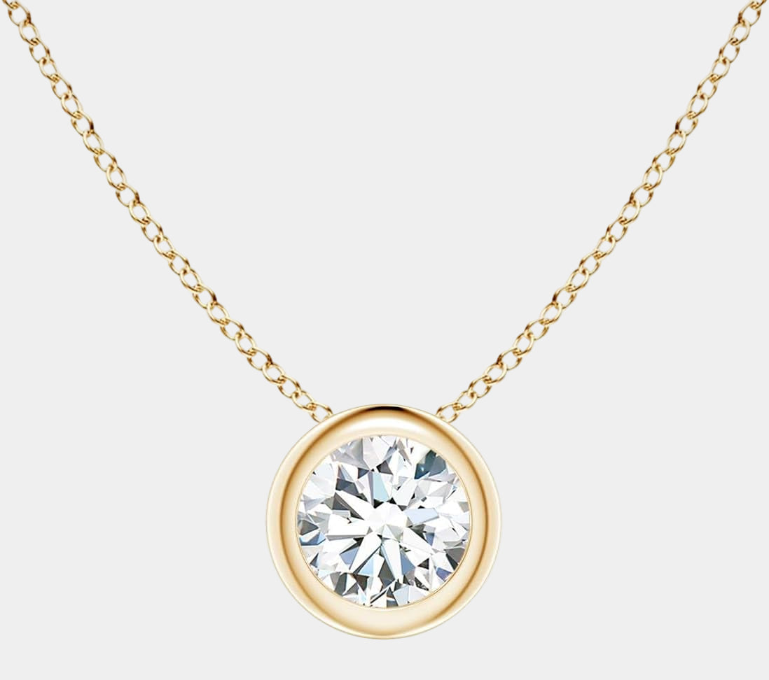 Natural Diamond Solitaire Pendant for Women | round Diamond Solitaire Pendant Necklace in 14K Solid Gold/Platinum with 18" Chain | April Birthday, Anniversary, Gemstone Jewelry Gift
