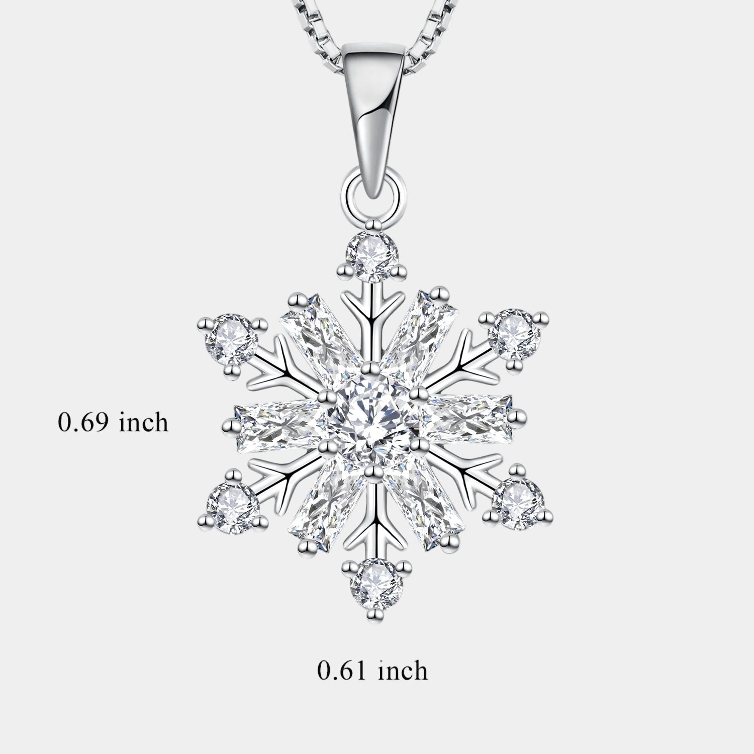 Snowflake Necklace 925 Sterling Silver Snowflake Pendant April Cubic Zirconia Christmas Jewelry for Women