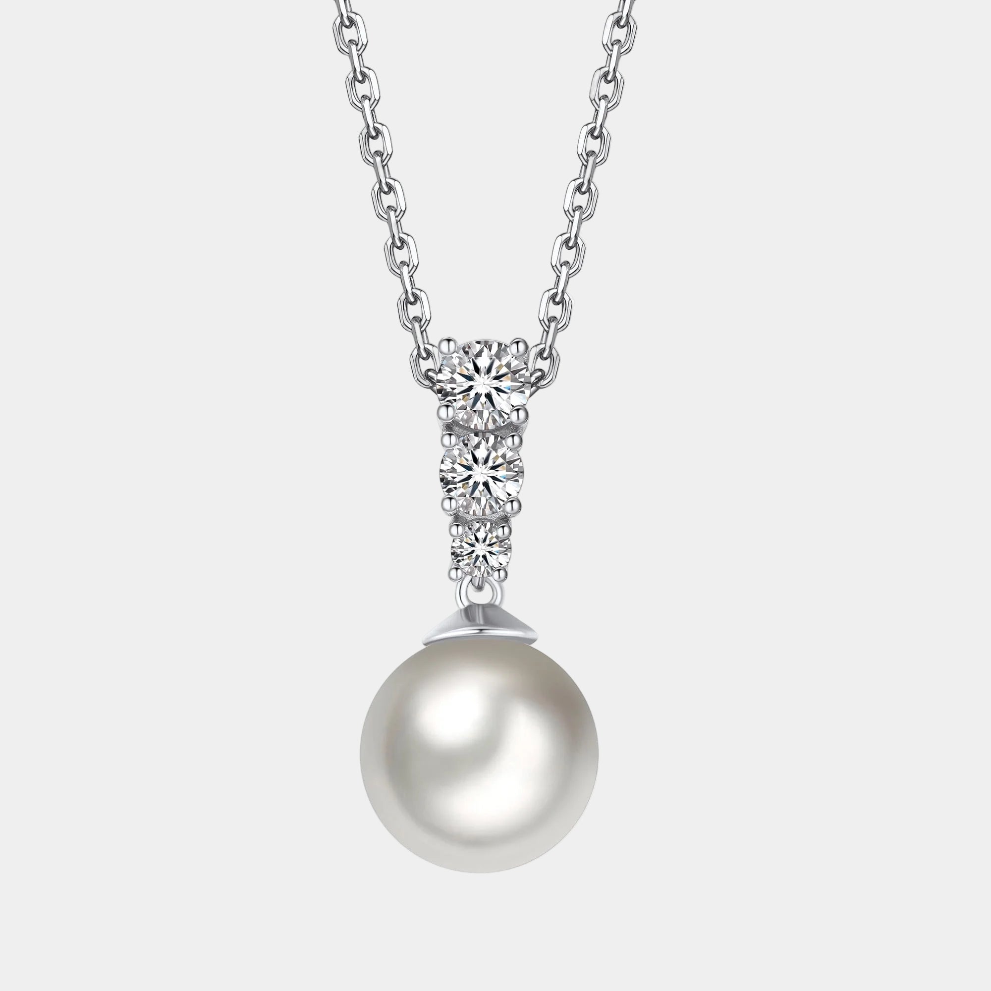 Pearl Necklace for Women, 925 Sterling Silver Moissanite Necklace for Birthday Wedding Anniversary