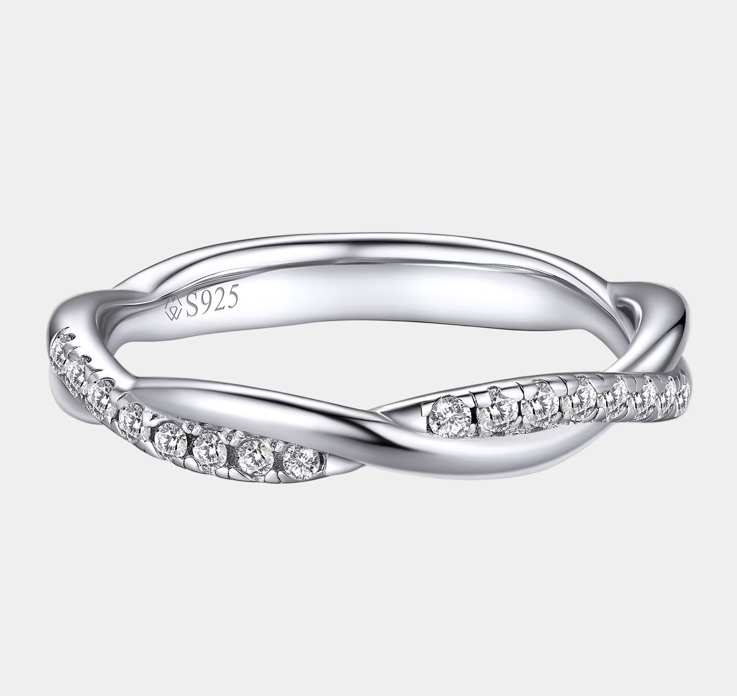 Eternity Engagement Ring,Lab Created Moissanite Wedding Bands for Women, S925 Sterling Silver Jewelry Gift-Size 8