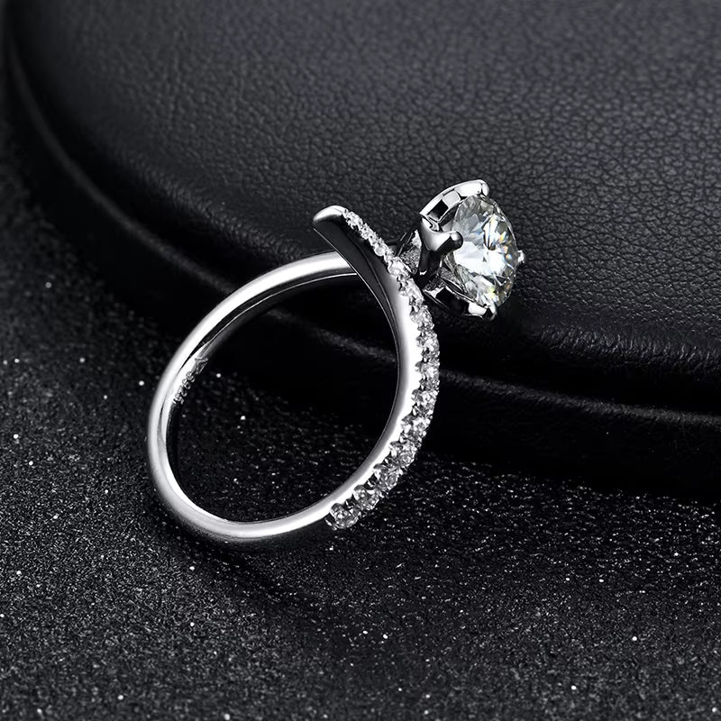 Moissanite Wedding Jewelry 925 Sterling Silver Adjustable Rings with 1.0Ct D Color Twinkle Stone Moissanite Diamond
