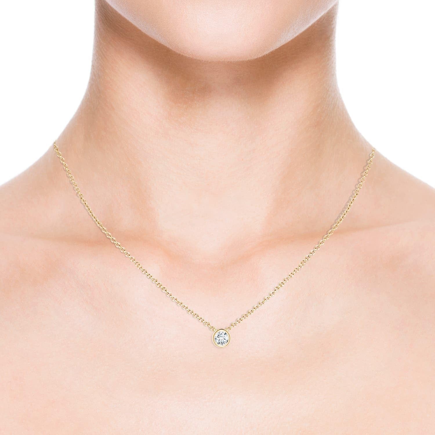 Natural Diamond Solitaire Pendant for Women | round Diamond Solitaire Pendant Necklace in 14K Solid Gold/Platinum with 18" Chain | April Birthday, Anniversary, Gemstone Jewelry Gift